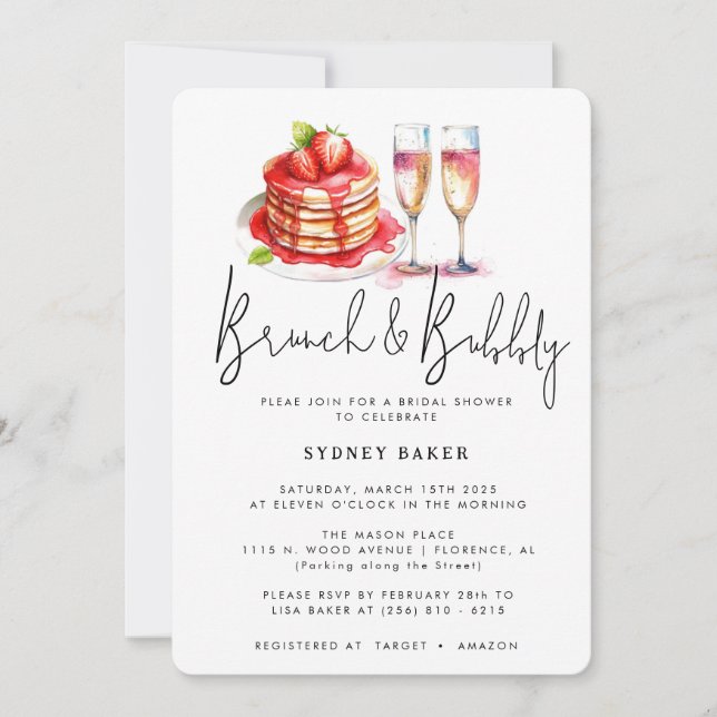 Brunch & Bubbly Pink Blush Bridal Party Invitation (Front)