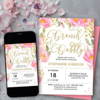 Brunch & Bubbly Pink Gold Floral Bridal Shower