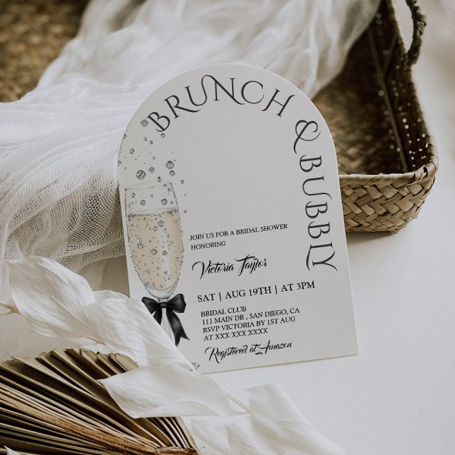 Brunch & Bubbly Prosecco Bow Bridal Shower Invitation (Creator Uploaded)