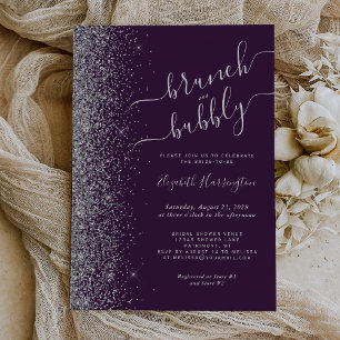 Brunch & Bubbly Purple Silver Bridal Shower Invitation