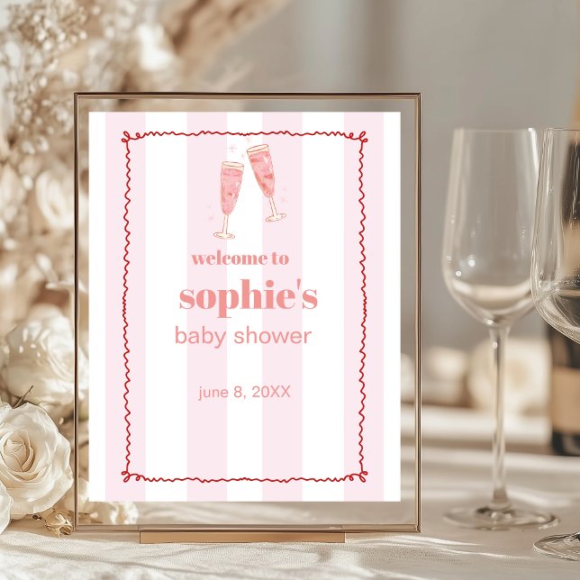 Brunch & Bubbly Red And Pink Wavy Welcome Sign (Creator Uploaded)