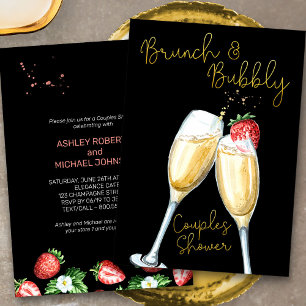 Brunch Bubbly Strawberry Champagne Couples Shower Invitation