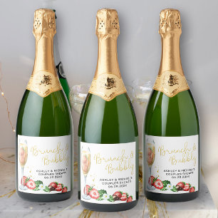 Brunch & Bubbly Strawberry Sparkling Wine Glass Label