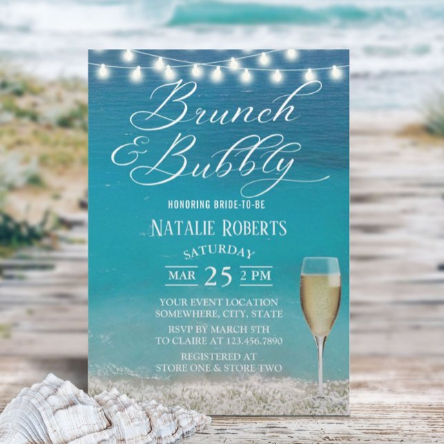 Brunch & Bubbly Summer Beach Bridal Shower Invitation (Creator Uploaded)