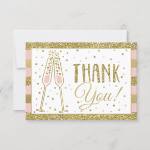 Brunch & Bubbly Thank You Card, Faux Glitter/Foil