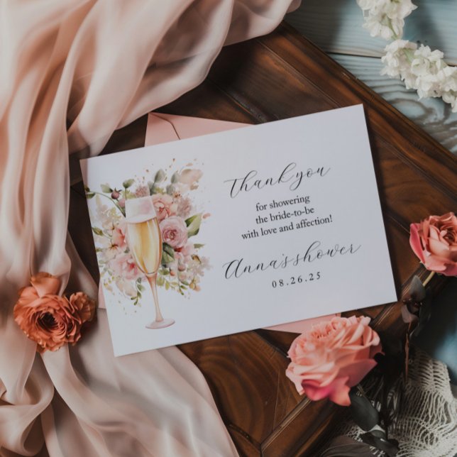 Brunch & Bubbly Thank You Card | Watercolor Floral (Creator Uploaded)