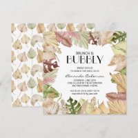 Brunch Bubbly Tropical Leaves Bridal Shower