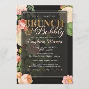 Brunch & Bubbly Vintage Glitter Bridal Shower Invitation