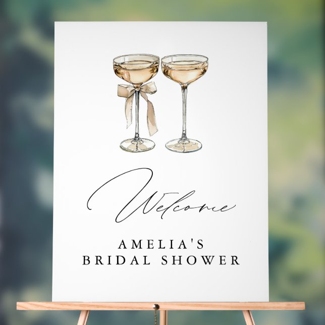 Brunch & Bubbly Watercolor Champagne Bridal Shower Acrylic Sign (Neutral)