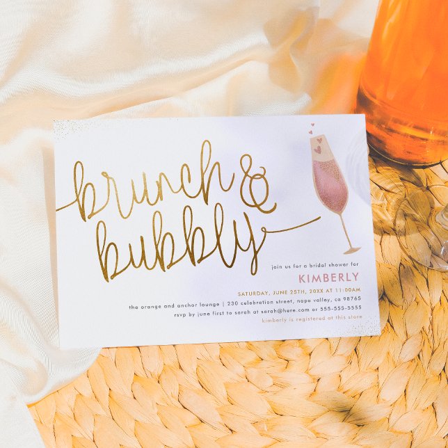 Brunch & Bubbly Watercolor Champagne Bridal Shower Invitation (Creator Uploaded)