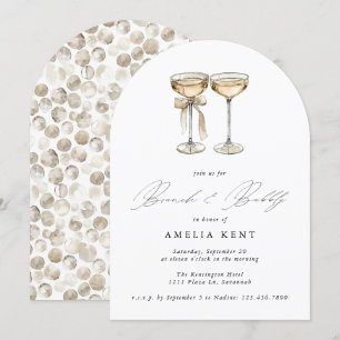 Brunch & Bubbly Watercolor Champagne Bridal Shower Invitation