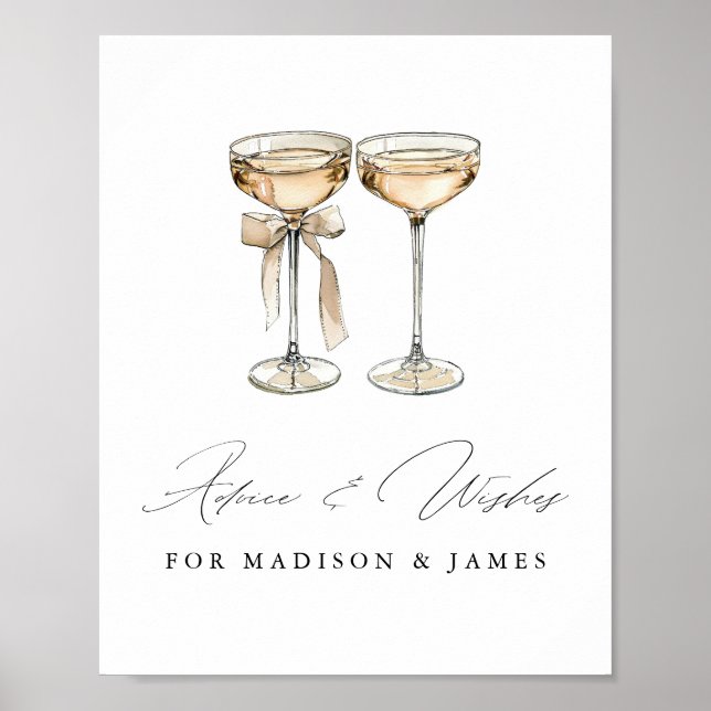 Brunch & Bubbly Watercolor Champagne Bridal Shower Poster (Front)