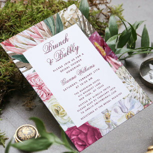 Brunch & Bubbly Watercolor Floral Bridal Shower Invitation