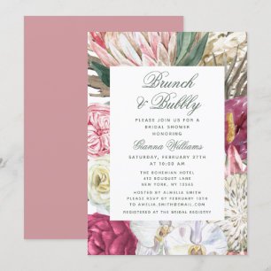 Brunch & Bubbly Watercolor Floral Bridal Shower Invitation
