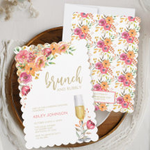 Brunch Bubbly Watercolor Floral Fall Bridal Shower