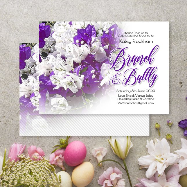 Brunch & Bubbly White Purple Wedding Invitation (Creator Uploaded)