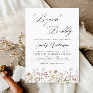 Brunch Bubbly Wildflower Bridal Shower Invitation