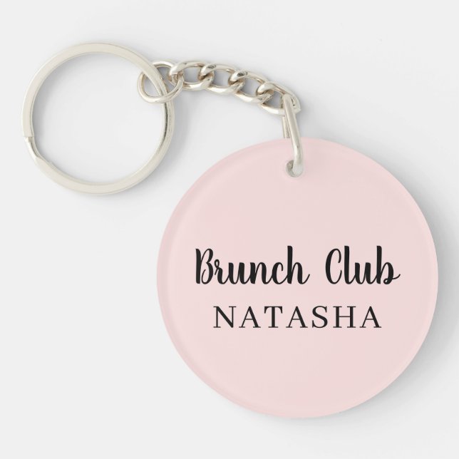 Brunch Club | Pink Personalised Handwritten Script Key Ring (Front)