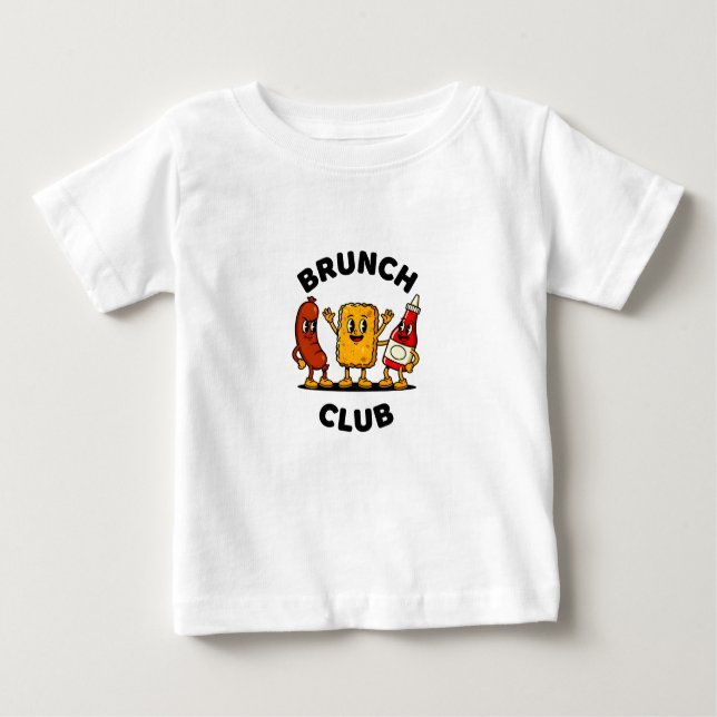 Brunch Club Retro Cartoon Food Fun Design Baby T-Shirt (Front)