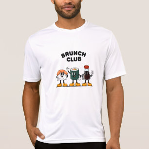 Brunch Club Retro Sushi & Soy Sauce Cartoon Fun T-Shirt