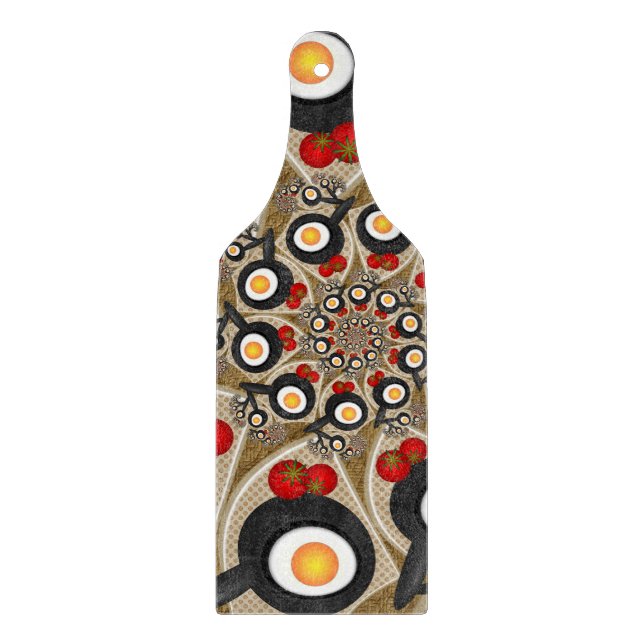 Brunch Fractal Art Funny Food, Tomatoes, Eggs Cutting Board (Front)