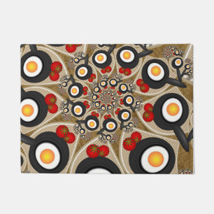 Brunch Fractal Art Funny Food, Tomatoes, Eggs Doormat