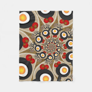 Brunch Fractal Art Funny Food, Tomatoes, Eggs Fleece Blanket