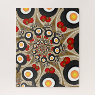 Brunch Fractal Art Funny Food, Tomatoes, Eggs Jigsaw Puzzle
