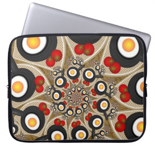 Brunch Fractal Art Funny Food, Tomatoes, Eggs Laptop Sleeve