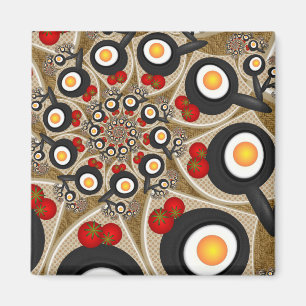 Brunch Fractal Art Funny Food, Tomatoes, Eggs Magnet