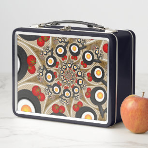 Brunch Fractal Art Funny Food, Tomatoes, Eggs Metal Lunch Box