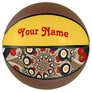 Brunch Fractal Art Funny Food, Tomatoes, Eggs Name Basketball