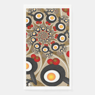 Brunch Fractal Art Funny Food, Tomatoes, Eggs Napkin