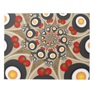 Brunch Fractal Art Funny Food, Tomatoes, Eggs Notepad