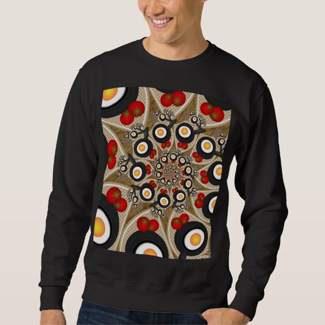 Brunch Fractal Art Funny Food, Tomatoes, Eggs Sweatshirt (Front)