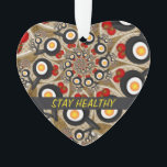 Brunch Fractal Art Funny Food, Tomatoes, Eggs Text Ornament<br><div class="desc">Cool and unique fractal art fantasy, 
funny modern abstract pans,  tomatoes and eggs.
Design for your decorative unusual food acrylic heart ornament and more.</div>
