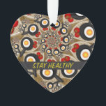 Brunch Fractal Art Funny Food, Tomatoes, Eggs Text Ornament<br><div class="desc">Cool and unique fractal art fantasy, 
funny modern abstract pans,  tomatoes and eggs.
Design for your decorative unusual food acrylic heart ornament and more.</div>