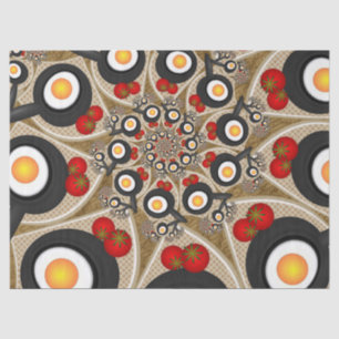 Brunch Fractal Art Funny Food, Tomatoes, Eggs Tissue Paper