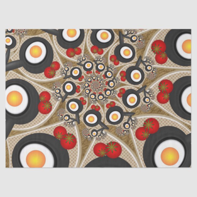 Brunch Fractal Art Funny Food, Tomatoes, Eggs Tissue Paper (Front)