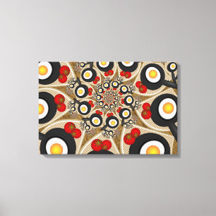 Brunch Fractal Funny Food, Tomatoes, Eggs Triptych Canvas Print