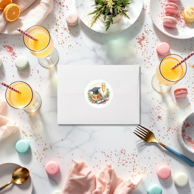 Brunch Graduation Classic Round Sticker (Brunch Graduation Classic Round Sticker)