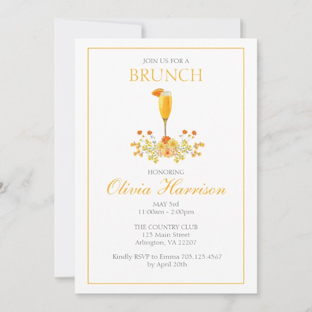 Brunch Invitation, Bridal Brunch Invite, Birthday Invitation (Front)