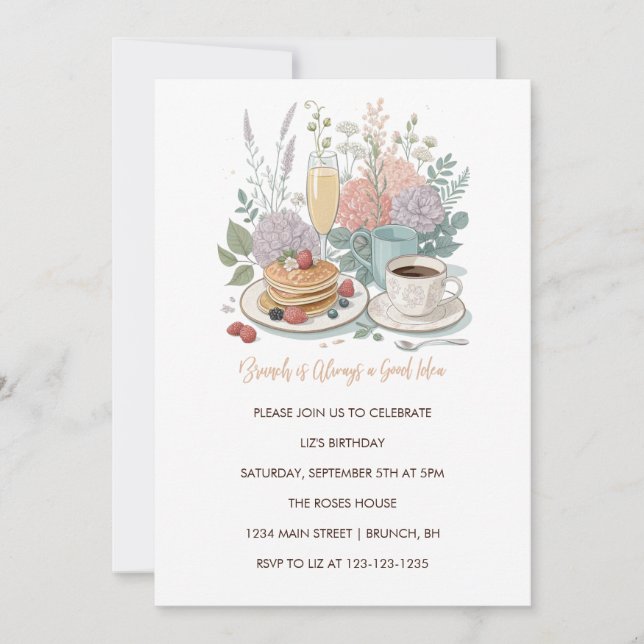 Brunch Is Always a Good Idea Invitation - Floral (Front)