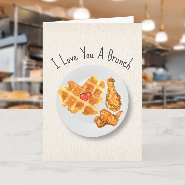 Brunch Love Pun Chicken & Waffles Valentine Card (Creator Uploaded)