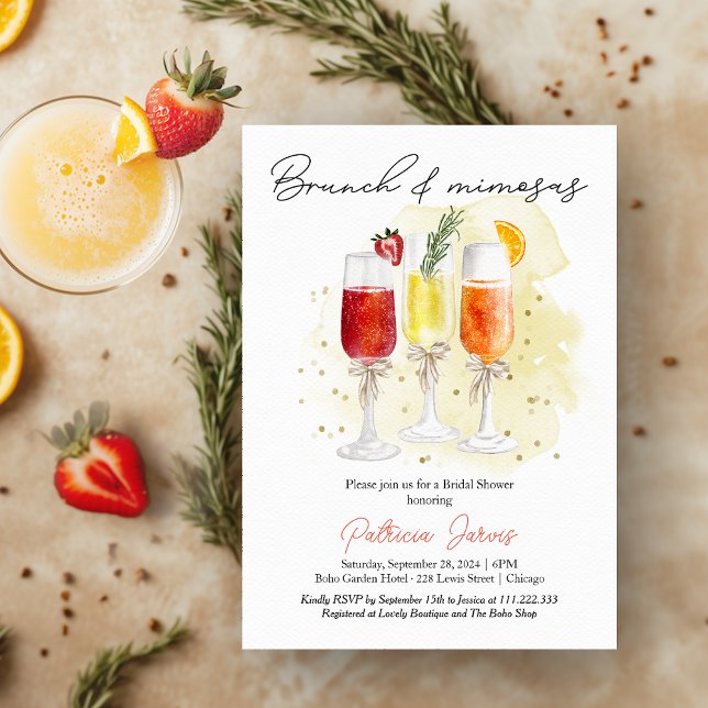 Brunch & Mimosas Cocktail Bridal Shower Invitation (Creator Uploaded)