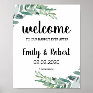 Brunch of watercolor leaf Foliage Wedding Poster