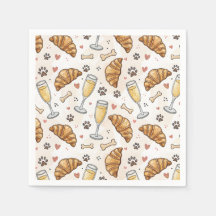 Brunch & Paws Napkins - Croissants and Mimosas