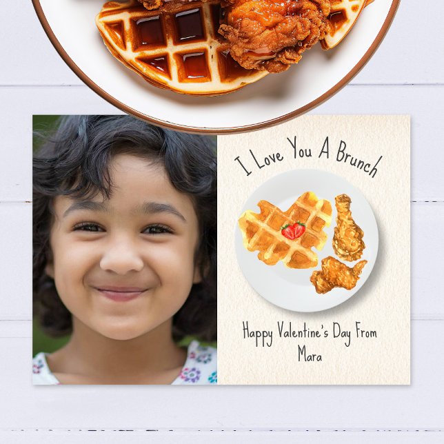 Brunch Pun Waffle Classroom Valentine Photo  Card (Creator Uploaded)