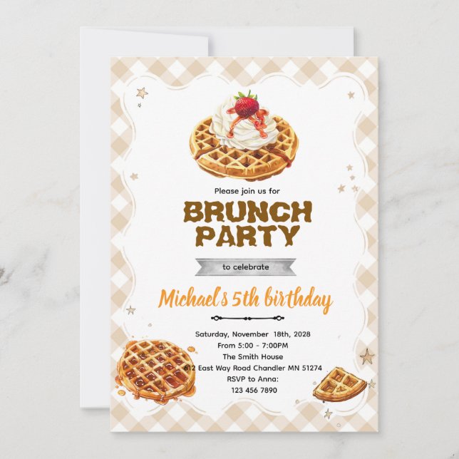 Brunch Waffles Birthday Invitation (Front)