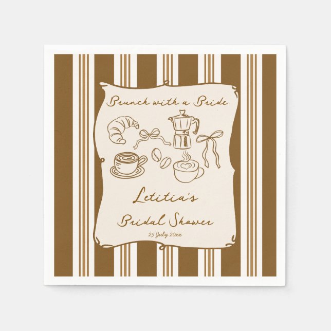 Brunch with bride retro coffee bridal shower napkin (Front)